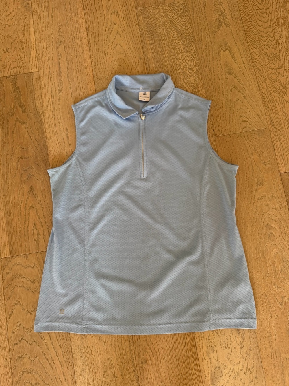 Daily Sports Women's XL Sleeveless Golf Polo Shirt Light Blue Zip Neck Top